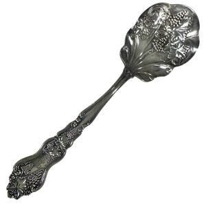 Antique International MOSELLE Silverplate Vintage Grapes Shell Serving Spoon 9"